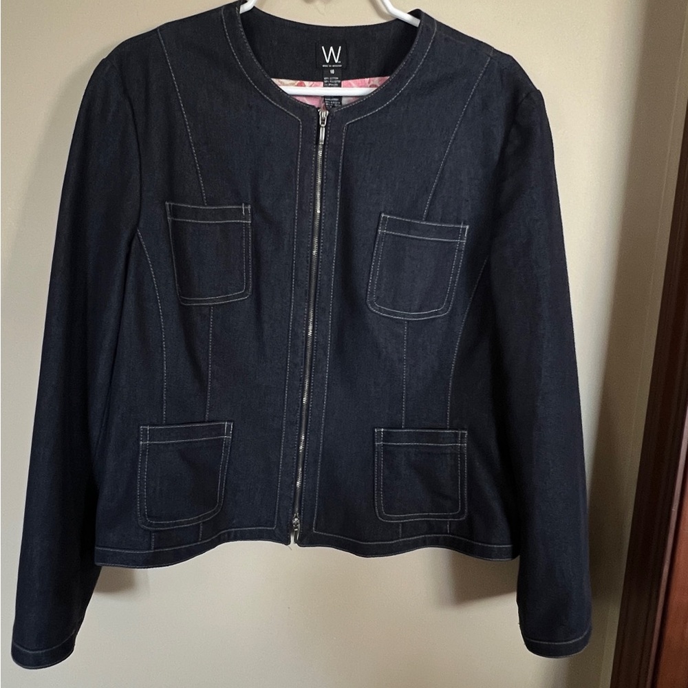 Worthington Dark Denim Work to Weekend Jacket denim zip jean jacket LIKE NEW
